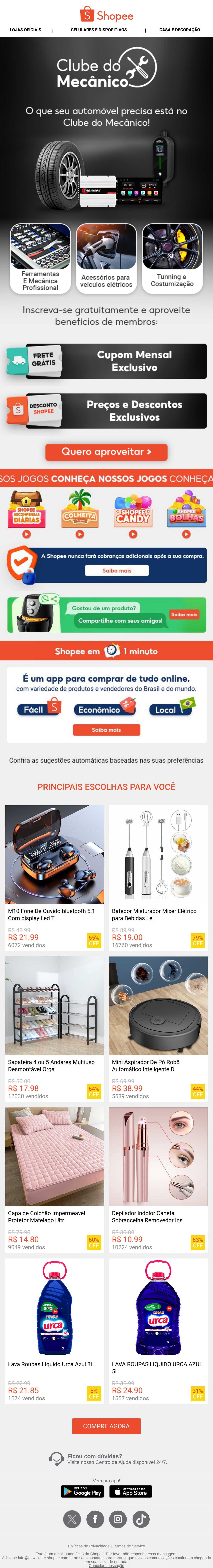 Shopee - Clube do Mecânico: feito pra quem cuida de carro 🛠️