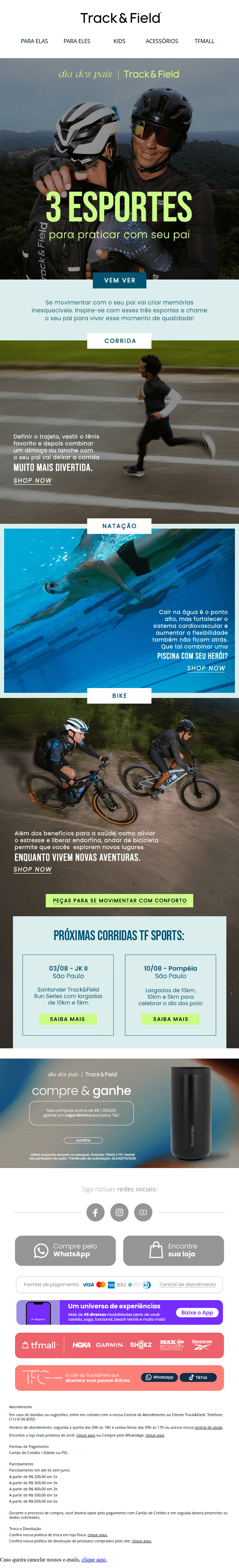 Track and field - Celebre o Dia dos Pais com movimento!