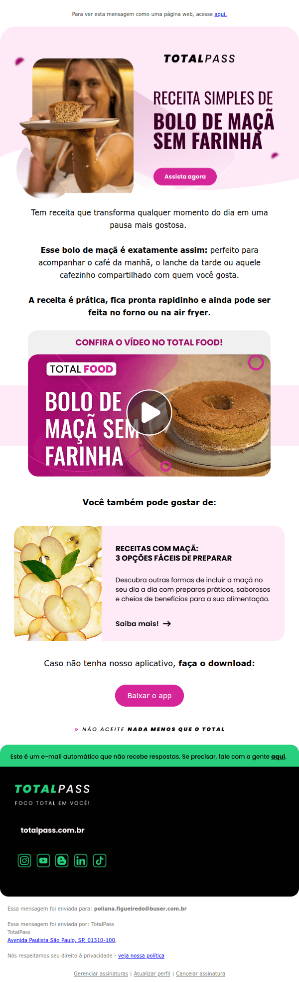 Totalpass - O cheirinho desse bolo de maçã vai te conquistar 🍎