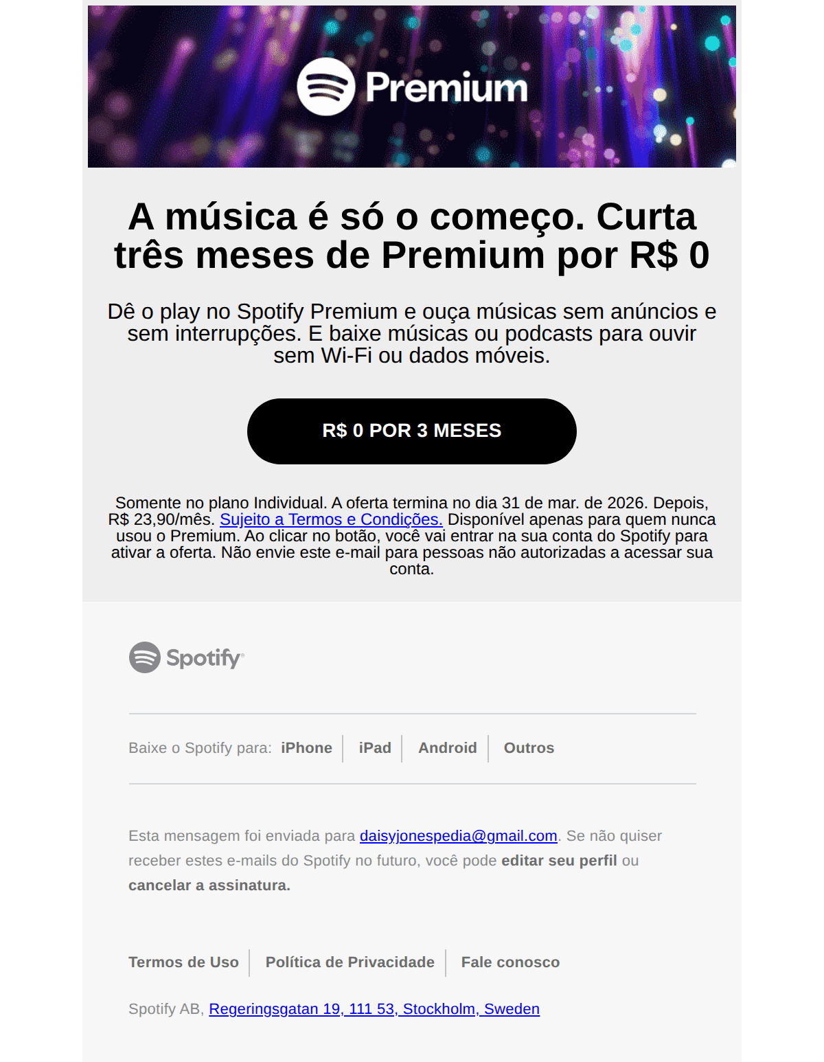 Pré-visualização do email