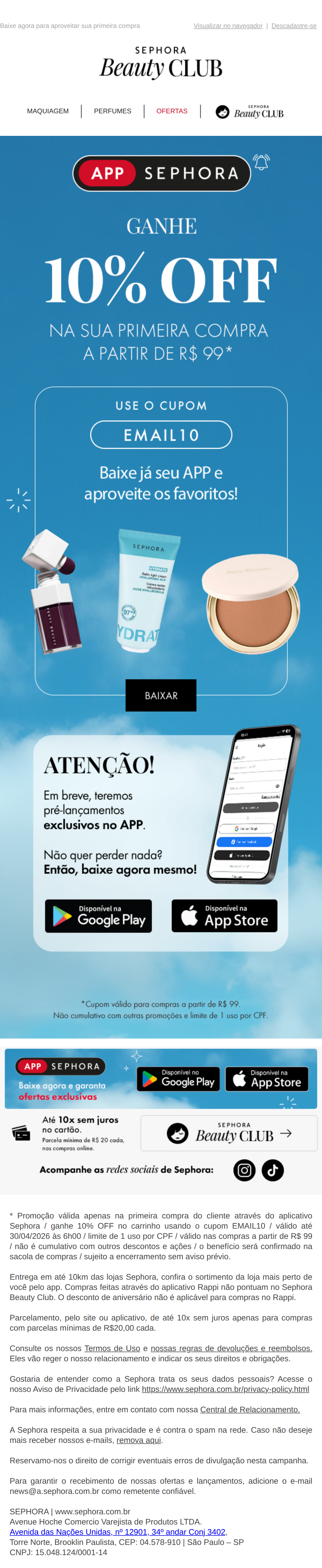 Sephora - [CUPOM] 10% OFF no nosso APP📱