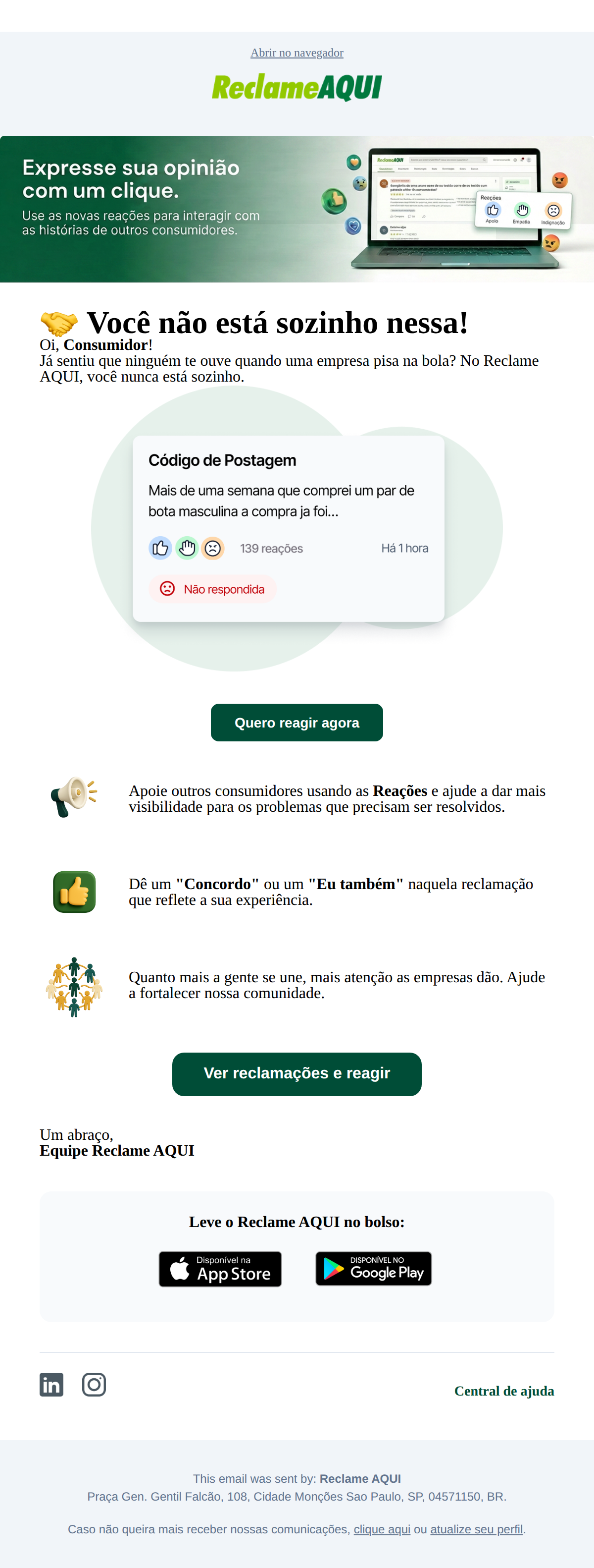 Reclame aqui - 🤝 Você não está sozinho nessa!
