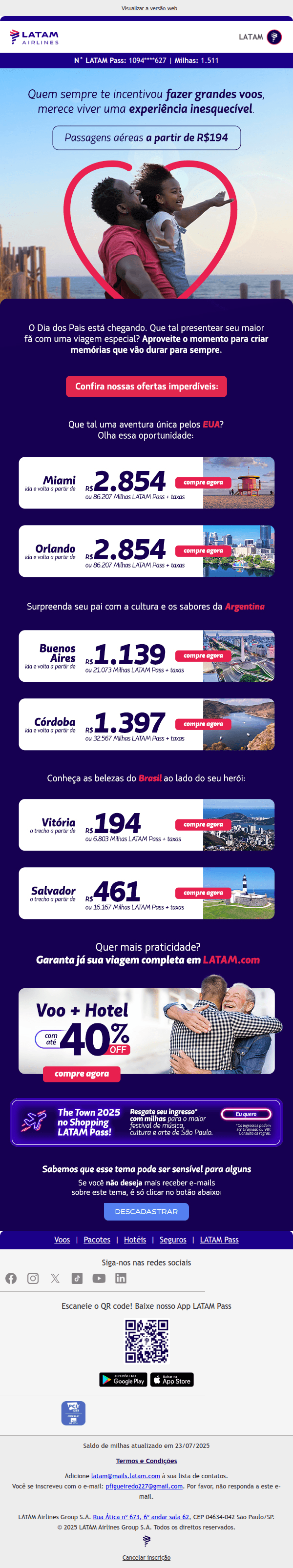 Latam - As melhores ofertas para o Dia dos Pais estão aqui!