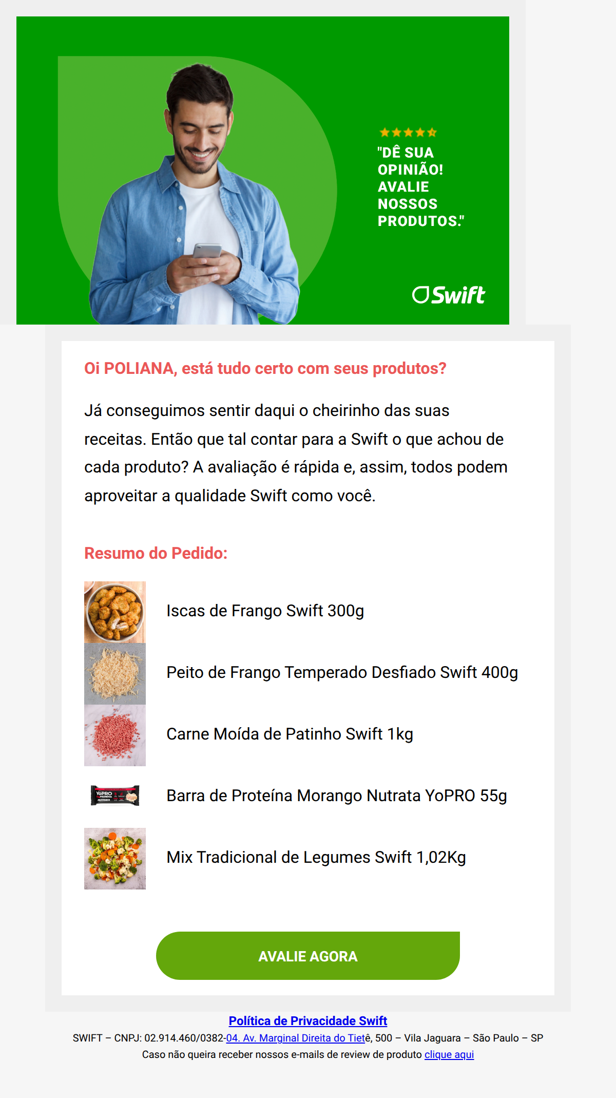 Swift - Avalie Seus Produtos Swift!